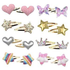 Hair Clips for Girls 8 Pairs of Star Crown Heart Butterfly Shaped Accessories